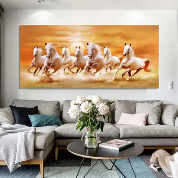 NESEBIČNO Osem Konj Teče V Morje Platno Stensko Slikarstvo Umetnost, Živali Slike Za dnevne Sobe, Spalnice, Moderno Dekoracijo Doma