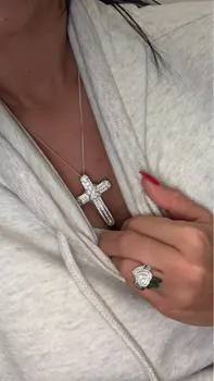 Razkošje Dveh velikostih Lepe Pismu Jezus Križ Obesek Ogrlica za Ženske, Moške Križ Čar 925 srebro Simulirani Diamant Nakit 283