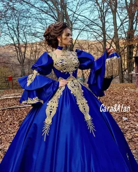 Tradicionalni Kraljevsko Modra Večerne Obleke Dolgo Sleeevs Ljubica Žogo Obleke Prom Stranka Obleko Nositi Vestidos De La Celebridad 2902