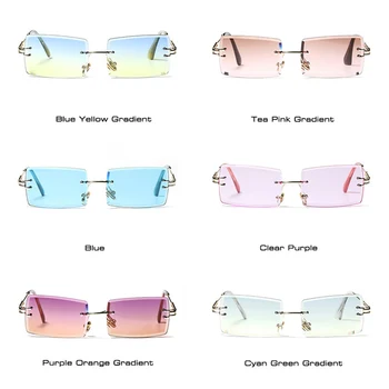 TAKO&EI Moda Pravokotnik Rimless Ženske Vintage sončna Očala Jasno Gradient Očala Trendi Moških Kvadratnih Odtenki UV400 sončna Očala