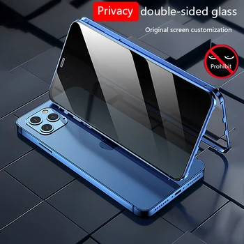 Magnetni Zasebnosti Steklo Ohišje za iPhone X XS XR Anti-Spy 360 Zaščitna Magnet Primeru za iPhone 11 12 Pro Max 7 8 6 6S Plus Kritje