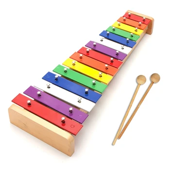 FBIL-15 Opombe Xylophone Klavir Lesene Instrument za Otroke Otroška Glasbena Igrača Pasu 2 Kladiva Izboljšanje otrokove Glasbene Igrače
