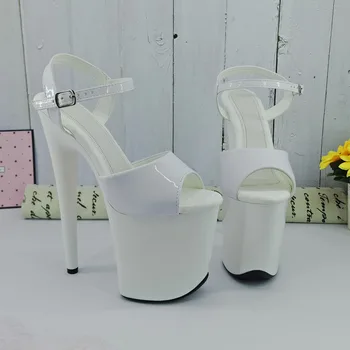 Leecabe Plezati Bela slog visoke pete sandala 20 cm seksi model čevlji pole dance čevlji 31437