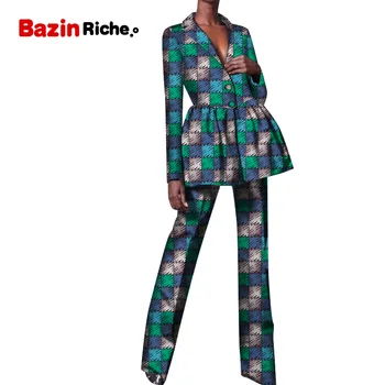 Jeseni Afriške Ženske Hlače Postavlja Nove Modne 2021 Dashiki Eleganten Set za Ženske Hlače & Jopič Plus Velikost Dame, Oblačila WY5282