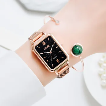 Ženske Kvadratnih Watch Luksuzni Ženske Quartz Magnet Sponke Gradient Barvno Zapestnico Ure Relogio Feminino Za Darilo Ure Nastavite Reloj