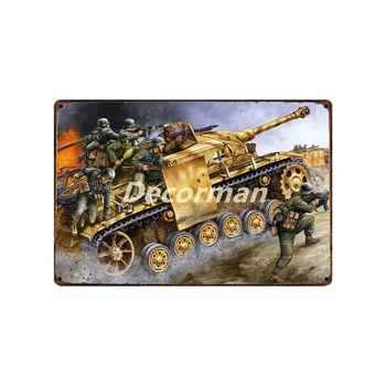 [ DecorMan ] Poslovili vojne Klasičnih Poljub Tank Vojaško Tin Znaki po Meri debelo Kovinski Slike Bar PUB Dekor DD-1690 32512