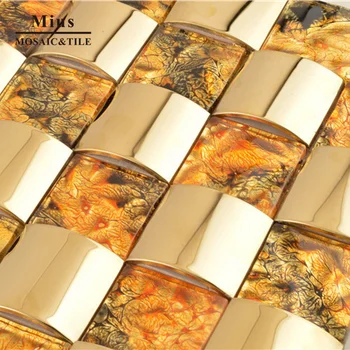 Moda zlato arch nerjaveče jeklo, kovine, ploščice, mozaik, mešanica kristalov ploščice, kopalnica design 33097