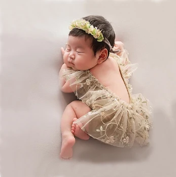 Novorojenček Fotografija Rekviziti Klobuk Baby Čipke Romper Bodysuits Obleko Fotografija Dekle Obleko Fotografijo Ustrelil Kostum 34340