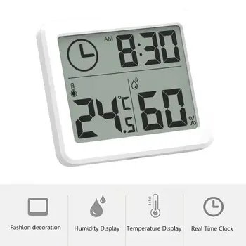 Večfunkcijsko Termometer, Higrometer Avtomatske Elektronske Temperatura Vlažnost Zaslon Ura 3.2 palčni Velik LCD Zaslon 34979