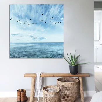 Modro Nebo, Morje, Ocean Sliko Wall Art Skandinavskih Plakat Nordijska Tiskanja Minimalističen Seascape Platno Slikarstvo Sodobno Dekoracijo Doma 3707