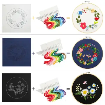 Cvetlični Vzorec, DIY Vezenje Komplet z Obročem za Začetnike Vzorec Natisnjene Needlework Navzkrižno Šiv DIY Šivanje Umetnostne Obrti Doma Dekor