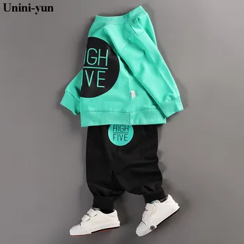 Unini-yun 2018 Moda Baby Boy Oblačila Set 2 Kos Jeseni, Pozimi Priložnostne Karikatura Slog Otroška Oblačila z Dolgimi Rokavi Dojenček Določa 3957