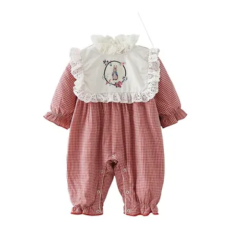 Otroška Oblačila 2020 Novega Otroka iz Enega Kosa Obleko Brušena in Debel Zajec Kariran Otroške igralne obleke, Plazil Baby Dekle Zimska Oblačila 4041