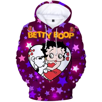 Priljubljena Betty BOOP Hoodies Moški Ženske Ulice nosijo Plašči Hip Hop Majica 3D Tiskanih Fantje/dekleta 3D Hoodies Betty BOOP Puloverji