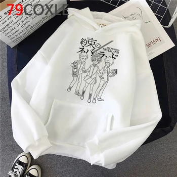 Obljubljena Neverland Hoodies Majica Moški Harajuku Japonski Anime Hoodies Ulične Emma Norman Ray Grafični Hooded Moški 4264