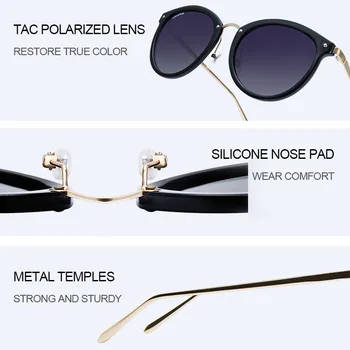 VEGOOS sončna Očala Ženske Polarizirana UV Zaščito Krog Retro Design, Moda Mačka Oči, sončna Očala za Potovanje Gafas de Sol Mujer