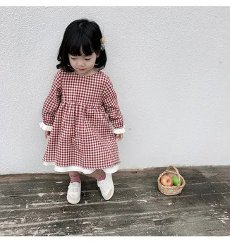 2020 Jeseni Otroci Oblačila Japonska Koreja Bombaž Perilo Baby Dekleta Princesa Obleko Prugasta Ruffles Rokav Otroci Priložnostne Obleko 4362