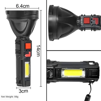 Močan Vodoodporni Reflektor Svetilka Super Svetla Long-range USB Polnilne Xenon Žarnice z Cob Žaromet Gospodinjski Svetlobe 4659