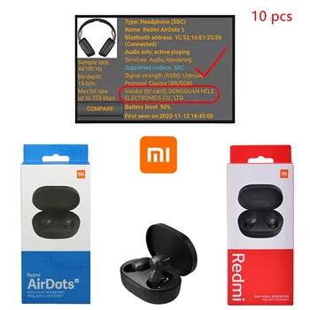 10pcs Original Xiaomi Redmi Airdots S Bluetooth5.0 Slušalke levo in Desno nizke latence način Mi Pravi Brezžične Stereo Samodejno lin 4871