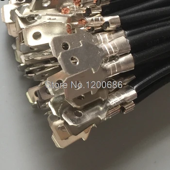 10 CM svečke 6.3 mm lopata terminali čepi moški priključni kabel 50 kos black 0.5MM2 žice