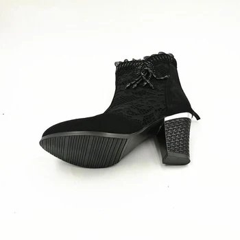 Cuculus 2020 Pravega usnja ženski spomladi in jeseni čevlji z visoko peto čevlje neto čevlji čipke ženske čevlje 1822
