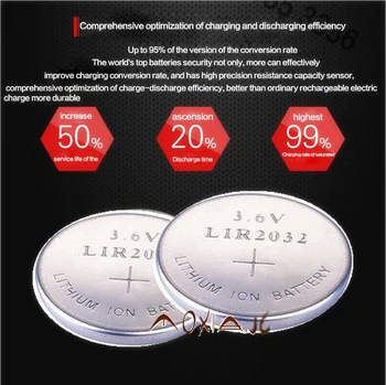Visoka kakovost NOVE 10PCSX LIR2032 3,6 V gumb celično baterijo LIR2032 akumulatorsko baterijo lahko zamenjate CR2032 baterije