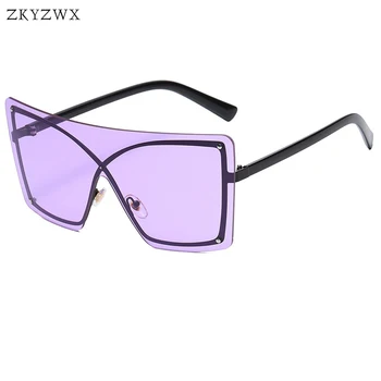 ZKYZWX Trendi na Kvadratni sončna Očala Ženske Enem Kosu Gradient Leče za sončna Očala za Moške Luksuzni Dizajn Ulica Strel Prevelike Očala 5584
