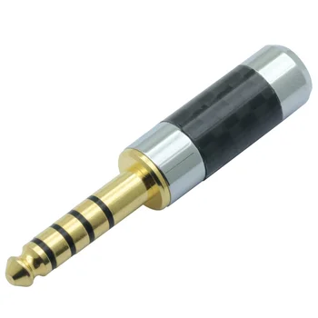 10PCS Ogljikovih Vlaken pozlačen Priključek 4.4 mm 5pole Audio Vtič Čistega Bakra Priključek z 6 mm Žica luknja 5684