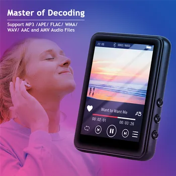 Dotaknite se Zaslona, MP3 Predvajalnik s povezavo Bluetooth 4 GB Pomnilnika Walkman FM Radio, Snemanje Hi-fi Predvajalnik Glasbe, Audio Video Vgrajen Zvočnik