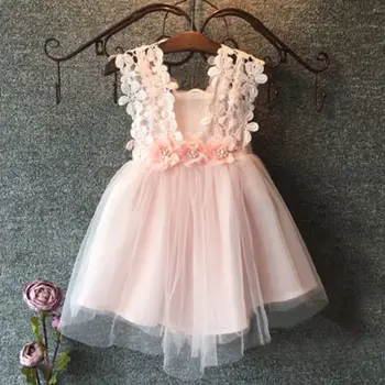 Nova moda Baby girl oblačenja Princesa Čipke Til Tutu obleko cvetlični Backless žogo obleke Formalno Stranko Obleko 60946