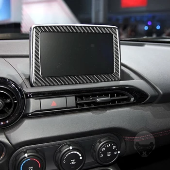 Ogljikovih Vlaken Zaslon Trim Kritje Nalepke Za Mazda MX-5 Miata Roadster 2016+ MX5 ND Navigacijski Okvir Notranje Avto Opreme