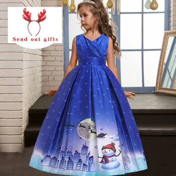 Novo Leto dekleta Božič princesa Dolgo obleko Evropskih in Ameriških otrok več stilov tiskanje temo stranka obleko 64321
