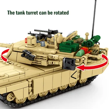 1052PCS Mesto Tehničnih WW2 M1A2 Tank Abrams Model gradniki Vojaški Avto, Vojska, Orožje Številke Opeke Igrače Za Otroke 64522
