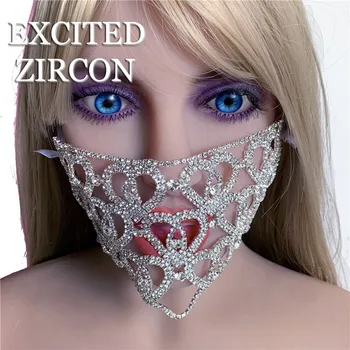 2020 nova zasnova romantično breskev srce votlih nosorogovo masko luksuznih modnih kristalni nakit masko ženska stranka dodatki darilo