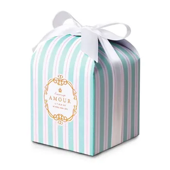 DIY 50pcs/100 kozarcev 10.5x8x8cm amour Tiffany modro in belo črtasto škatel trgovina pekarna piškotki pakiranje kartonov bonboniera