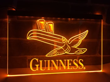 LA012 - Guinness Toucan Pivo Bar Pub Klub LED Neon Luči Prijavite doma dekor obrti 69350