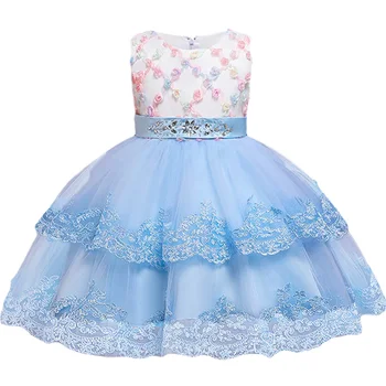 Nov Baby Dekleta Cvet Vezenje Princesa Stranka Tutu Obleke Otroci, Otroci Chirstmas Elegantne Poroka Obleke Žogo Vestidos Oblačila