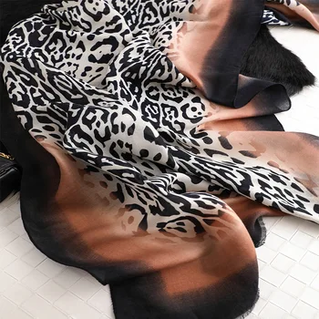 2019 Ženske Blagovne Znamke, Modni Ombre Leopard Bonitete Viskoze Šal Šal Nova Oblika Tiskanja Mehko Zaviti Pashminas Sjaal Muslimanskih Hijabs Večnitne 702