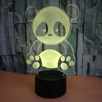 3D vizualni panda Multi-barvne Akril Svetlobe Ustvarjalno darilo Doma Oprema 7 sprememba barve