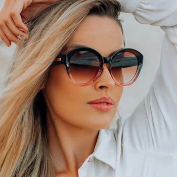 QPeClou Novo Prevelik Krog Sončna Očala Ženske Blagovne Znamke Oblikovalec Plastike Sončna Očala Ženska Moda Letnik Gradient Gafas Oculos Sol