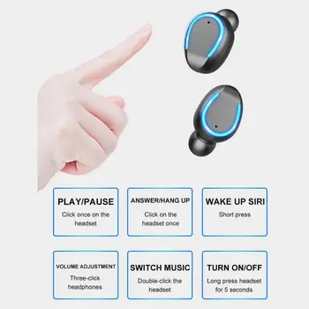 F9 Stereo Hrupa Preklic Slušalke Brezžične Bluebooth Touch Kontrole Čepkov IPX7 Neprepustna Za iOS Android