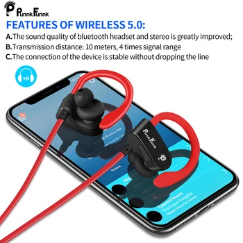 PunnkFunnk Bluetooth Slušalke Brezžične Slušalke bluetooth 5.0 Šport Hrupa Preklic Globoko Stereo čepkov/Mic Za iphone, samsung 7578