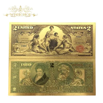 10pcs/veliko 1896 Leto Ameriki Zlato, Bankovci USD 2 Dolarja Bankovci v 24k Gold Račun Ponaredek papirnati Denar Za Zbiranje