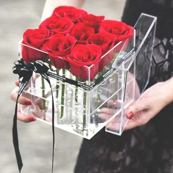Pregledna Ličila Organizator Materiala Kozmetični Primeru Imetnik Rose Cvet Polje S Pokrovom Ličila Organizator Za Valentinovo J05