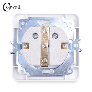 COSWALL Stenske Vtičnice 16A EU Standard Ozemljeno Električno Vtičnico Bela AC 110~250V Keramični osnovni Bakreni Dodatki 85638
