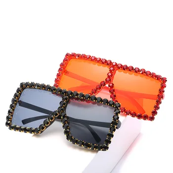 TEENYOUN 2021 Kristalno Luksuzni Diamond sončna Očala Ženske blagovne Znamke Prevelik Kvadratnih sončna Očala Za Ženske Velik Okvir Očal UV400 87070