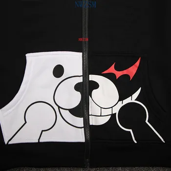 Danganronpa Monokuma Cosplay Kostum Unisex Hoodie Majica T-shirt Hooded Suknjič Vsakodnevno Casual Plašč Igre Anime Perifernih
