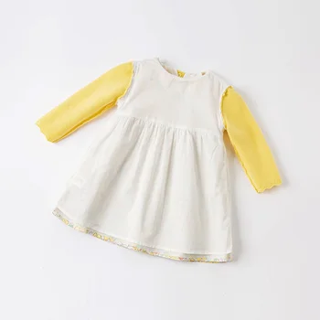 DBJ16673 dave bella pomlad baby dekle srčkan cvjetnim tiskanja mozaik obleko otroci in modnih stranka obleko otroci dojenčka lolita obleko 88208