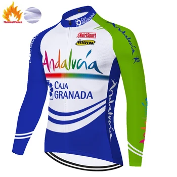 2020 španija ekipa ANDALUCIA kolesarski dres z dolgimi rokavi Zimsko Termalno Runo kolesarjenje oblačila Moških jersey tkanine 88499