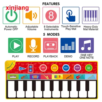 148x60CM Elektronsko Večfunkcijsko Glasbe, Klavir Otroška Igra Mat 8 Instrument Kombinacije Glasbeni Mat Izobraževanje Igrače za Otroke, Otroci } 89432